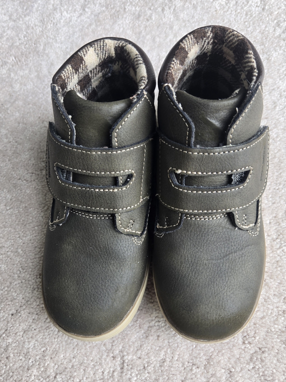 Eddie Bauer Olive Green Hook-and-Loop Kids Boots